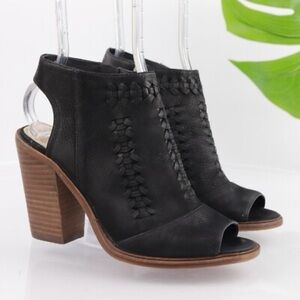 Women's Black Peep-Toe Ankle Boots